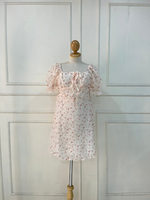 Summer Floral Puff Sleeves Mini Dress